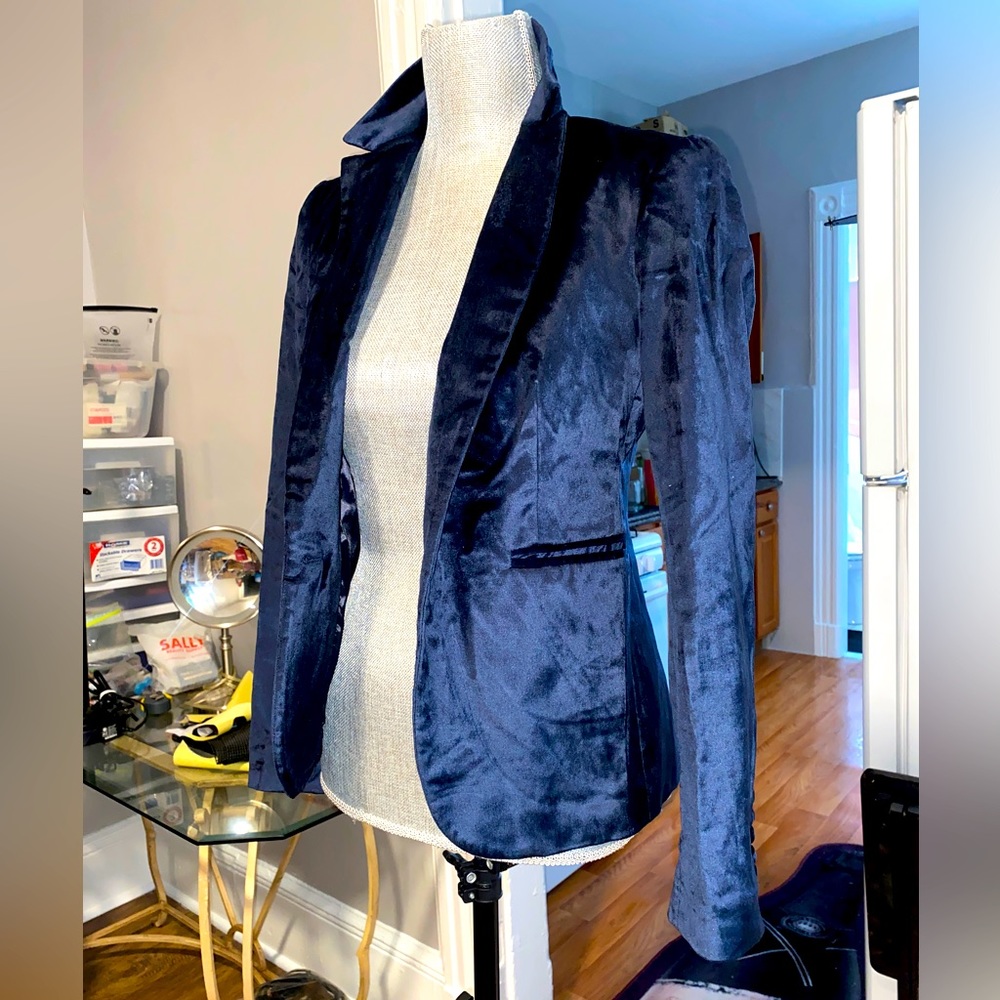 Crushed Velvet Buttoned Blazer